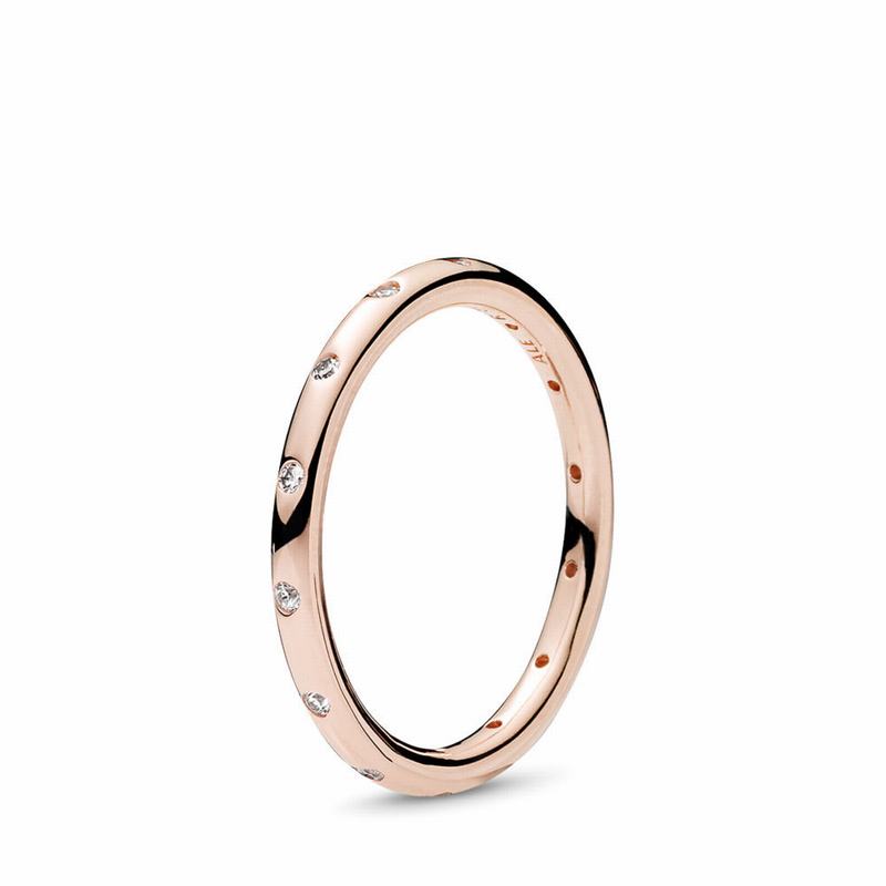 Pandora Simple Sparkling Band Stackable Ring - Pandora Rose/Cubic Zirconia - Canada | RB1039YQ